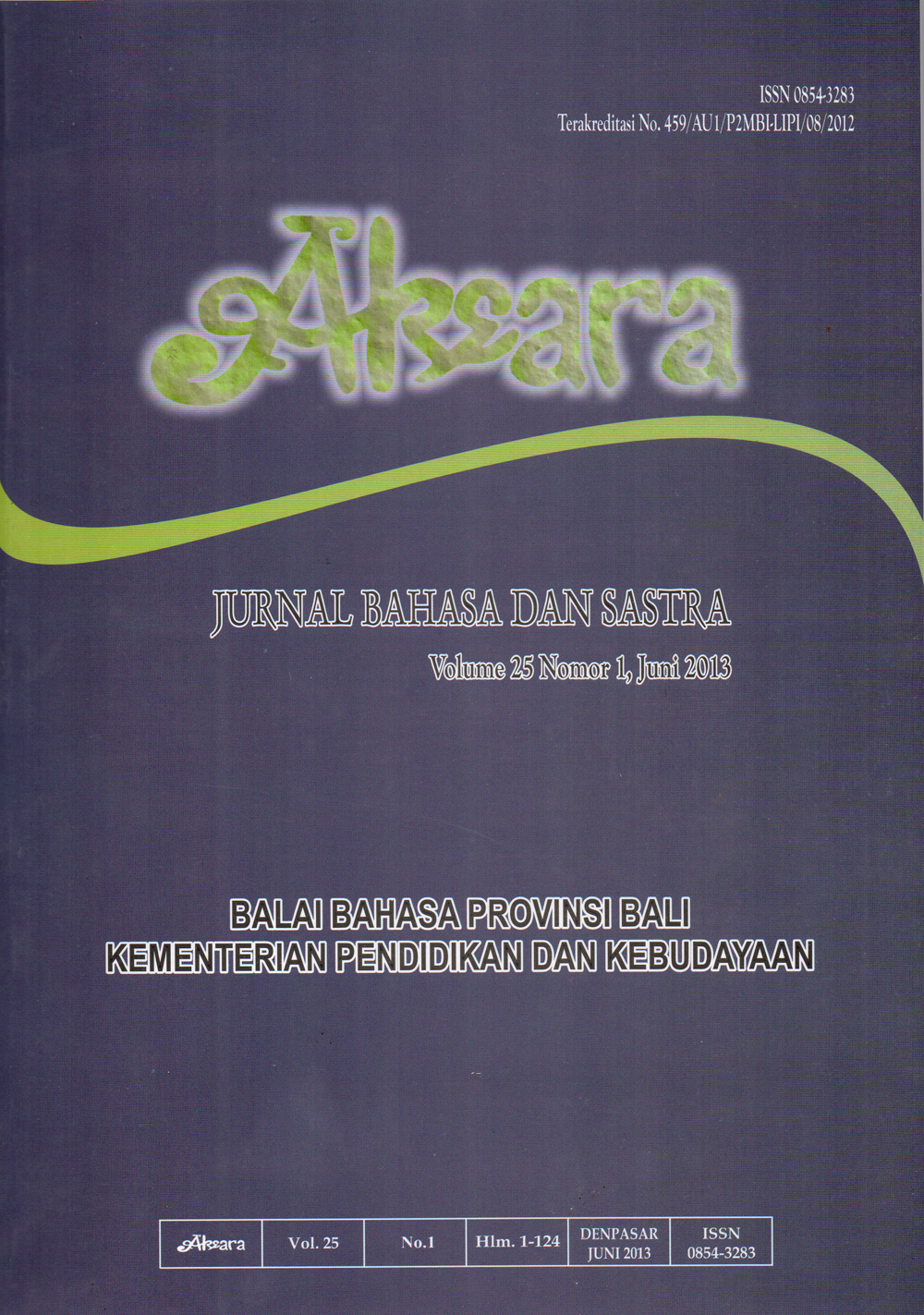 Aksara, Vol. 25 no. 1 Juni 2013
